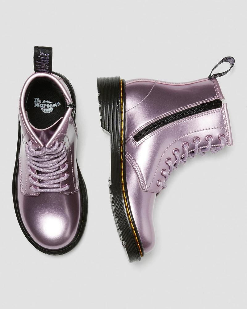 Kids' Dr Martens Junior 1460 Metallic Lace Up Boots Pink | AU 681ILH